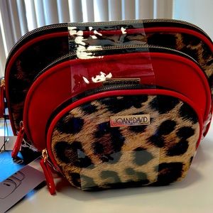 Cosmetic set- 3 piece waterproof vinyl. Animal print and red